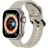 Mobigear Ripple Siliconen Watch bandje geschikt voor Apple Watch Bandje Gespsluiting - 49/45/44/42 mm - Sterrenlicht