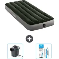 Intex Luchtbed - 1-Persoons - 76 x 191 x 25 cm - Groen - Inclusief Pomp en Reparatieset