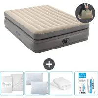 Intex Luchtbed - 2-Persoons - 152 x 203 x 51 cm - Grijs - Inclusief pomp - Hoeslaken - Kussen - Reparatieset en Kussenbeschermer