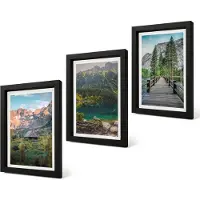 Coloray 4-Delige Schilderij Set - Berglandschap met een meer en een houten steiger - 20 x 30 cm - Schilderijen Set - Wanddecoratie - Woonkamer - Woonkamer Decoratie