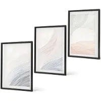 Coloray 3-Delige Schilderij Set - Abstracte Golven Schilderij Op Karton Met Pastelkleuren - 40 x 60 cm - Wanddecoratie - Muurdecoratie - Woonkamer
