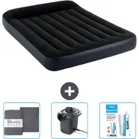 Intex Luchtbed - Twijfelaar - 137 x 191 x 25 cm - Donkerblauw - Inclusief Hoeslaken - Pomp en Reparatieset