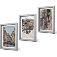 Coloray 4-Delige Schilderij Set - Sfeervolle stadsstraten met uitzicht op de haven en de gebouwen. - 20 x 30 cm - Moderne Wanddecoratie - Slaapkamer - Decoratieve Schilderijen