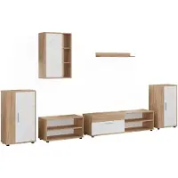 Vicco Woonwand Berno, Goudkleurig Eiken/Wit, Set van 6 stuks