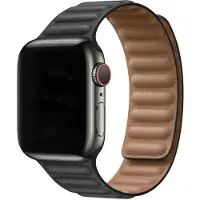 123Watches bandje - leer - solo - zwart - 38 · 40 · 41 & 42 mm - Geschikt voor Apple Watch series 1/2/3/4/5/6/7/8/9/10/11/12/SE/SE2/SE3