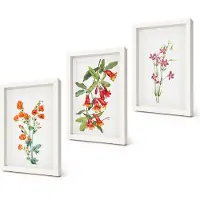 Coloray 3-Delige Schilderij Set - Vintage retro bloemenschilderij - 20x30 - Muurdecoratie - Wanddecoratie - Slaapkamer - Stijlvolle Muurdecoratie