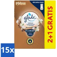 Glade 15 x - Touch & Fresh - Sensual Sandelhout Jasmijn - 10 ml - Sandalwood Jasmine Geur - Geurverspreiding - Geurhoudende Navulling - Geurhoudende Geur - Geur In Badkamer