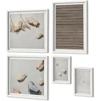 Coloray 4-Delige Schilderij Set - Natuurlijke texturen: hout, stenen, touw - 50 x 50 cm, 20 x 30 cm en 40 x 60 cm - Stijlvolle Muurdecoratie - Kantoor - Decoratieve Schilderijen