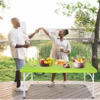 HAUSS SPOLE Campingtafel - Opvouwbaar Met Verstelbare Hoogte En Draaggreep - Voor Kamperen Picknick En Feesten Binnen En Buiten - Groen - 125 x 61 cm