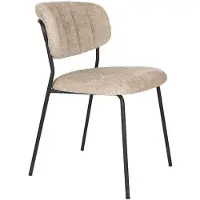 Housecraft living Jolien Eetkamerstoelen Zwart/Beige Bouclé - Set van 2