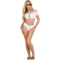 Brave Soul Dames/Dames Bandeau Bikinitop (Wit)