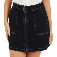 Brave Soul Denim minirok met ritssluiting en hoge taille voor dames (Zwart, Wit)