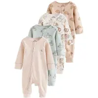 Next - Jongens - Set van 4 babypyjama's met tweewegritssluiting - Naturel