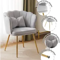 HAUSS SPOLE Eetkamerstoel - Kuipstoel Set Van 6 - Met Bloemblad Rugleuning, Armleuningen En Kussen - Voor Eetkamer En Lounge - Velvet Grijs
