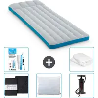 OEM Campingmat - Twijfelaar - 72 x 189 x 20 cm - Blauw - Inclusief Hoeslaken - Kussen - Pomp - Reparatieset en Kussenbeschermer