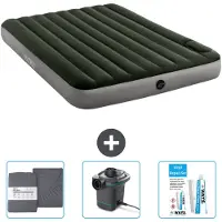 Intex Luchtbed - 2-Persoons - 152 x 203 x 25 cm - Groen - Inclusief Hoeslaken - Pomp en Reparatieset