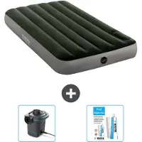 Intex Luchtbed - 1-Persoons - 99 x 191 x 25 cm - Groen - Inclusief Pomp en Reparatieset