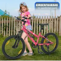 HAUSS SPOLE Kinderfiets - 20 Inch Mountainbike Met 6 Versnellingen - Staal - Roze - Lage Instap Voor Dagelijks Gebruik En Vrije Tijd