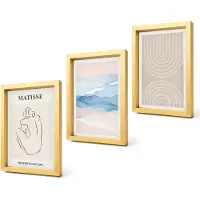 Coloray 4-Delige Schilderij Set - Lijnen en golven in pasteltinten met een minimalistisch accent. - 20 x 30 cm - Muurdecoratie - Schilderijen Set - Woonkamer - Interieur Decoratie