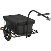 CLP Fietskar & Handkar met Afdekzeil - Fietsaanhanger Haarlem - Transportkar tot 80 kg - Inclusief Koppeling - Robuust Staal - zwart