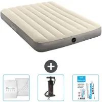 Intex Luchtbed - Twijfelaar - 137 x 191 x 25 cm - Beige - Inclusief Hoeslaken - Pomp en Reparatieset