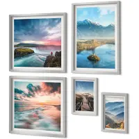 Coloray 4-Delige Schilderij Set - Natuurlandschappen met bergen en watervallen op de achtergrond. - 50 x 50 cm, 20 x 30 cm en 40 x 60 cm - Wanddecoratie - Muurdecoratie - Moderne Interieurdecoratie