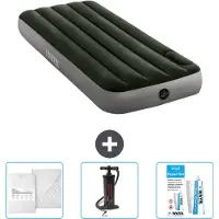 Intex luchtbed - 1 persoon - 76 x 191 x 25 cm - Groen - Inclusief hoeslaken, pomp en reparatieset
