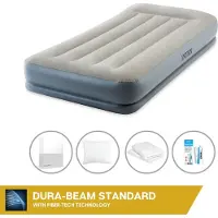 Intex luchtbedset - 1-Persoons - 99 x 191x 30 cm - Grijs - Met Ingebouwde pomp + Accessoires