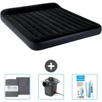 Intex Luchtbed - 2-Persoons - 183 x 203 x 25 cm - Donkerblauw - Inclusief Hoeslaken - Pomp en Reparatieset