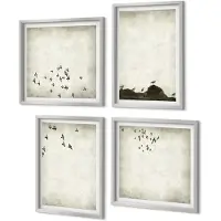 Coloray 4-Delige Schilderij Set - Minimalistisch schilderij van vliegende vogels - 40 x 40 cm en 40 x 60 cm - Moderne Wanddecoratie - Slaapkamer - Woonkamer Decoratie
