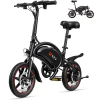 DYU D3F Elektrische Vouwfiets - 35–40 km Actieradius - 36V 10Ah Accu - 250W Motor - Voor- en Achter Schijfremmen - 25 km/u - Zwart