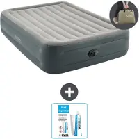 Intex luchtbed - 2 personen - 152 x 203 x 46 cm - Grijs - Inclusief pomp - Reparatieset