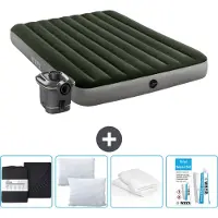 Intex Luchtbed - 2-Persoons - 152 x 203 x 25 cm - Groen - Inclusief pomp - Hoeslaken - Kussen - Reparatieset en Kussenbeschermer