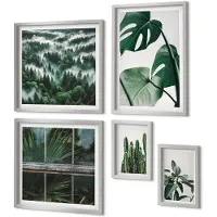 Coloray 4-Delige Schilderij Set - Planteninspiratie met tropische bladeren en cactussen - 50 x 50 cm, 20 x 30 cm en 40 x 60 cm - Wanddecoratie - Woonkamer Decoratie - Stijlvolle Muurdecoratie