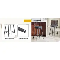 HAUSS SPOLE Barkruk - Windsor Stijl - Set Van 2 - Gewatteerde Zitting Met Rugleuning En Voetsteun - Voor Keukeneiland En Bar - Kunstleer Zwart