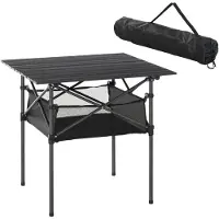 HAUSS SPOLE Campingtafel - Opvouwbaar Met Netvak En Opbergtas - Voor Kamperen En Buiten Eten - Aluminium En Staal - 70x70x69 Cm - Grijs