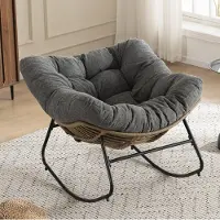HAUSS SPOLE Schommelstoel - Chenille Relaxfauteuil - Ergonomisch En Comfortabel - Voor Woonkamer, Slaapkamer En Terras - Metaal Grijs