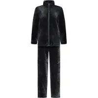Gaubert Dames Fleece Huispak met Rits - Loungewear - Superzacht en Warm Coral Fleece - Zwart - 2332-Black - Maat XXL