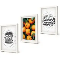 Coloray 3-Delige Schilderij Set - Keukenmotieven en sappige sinaasappels - 20x30 - Stijlvolle Muurdecoratie - Slaapkamer - Wanddecoratie
