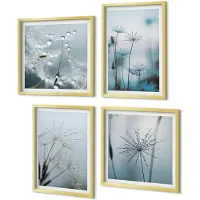 Coloray 4-Delige Schilderij Set - Fijne paardenbloemen met waterdruppels - 40 x 40 cm en 40 x 60 cm - Decoratieve Schilderijen - Wanddecoratie - Hal