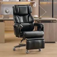 HAUSS SPOLE Bureaustoel - Ergonomische Directiestoel - Met Massage, Verwarming En Voetsteun - Voor Kantoor En Thuiskantoor - Kunstleer Zwart