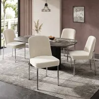 HAUSS SPOLE Eetkamerstoel 4-delige Set - Zacht Gevoerde Zitting met Metalen Poten - Modern Minimalistisch - Voor Eetkamer en Keuken - Fluweel Beige