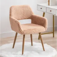 HAUSS SPOLE Eetkamerstoel Kuipstoel Met Armleuningen - Modern Mid Century Design - Voor Eetkamer, Slaapkamer En Kaptafel - Metaal - Camel
