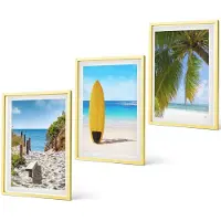Coloray 4-Delige Schilderij Set - Vakantiegezichten, strandgolven en palmbomen in de tropen - 40 x 60 cm - Muurdecoratie - Wanddecoratie - Hal