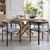 HAUSS SPOLE Eetkamerstoel - Kuipstoel - Set Van 4 - Comfortabel Met Armleuningen En Omlopende Rugleuning - Voor Eetkamer En Woonkamer - Chenille Grijs