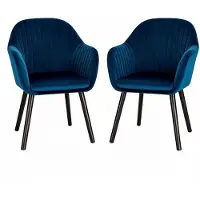 HAUSS SPOLE Eetkamerstoel - Kuipstoel Met Armleuningen - Set Van 2 - Scandinavisch Velvet Design - Voor Eetkamer En Woonkamer - Blauw Zwart