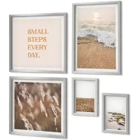 Coloray 4-Delige Schilderij Set - Kustlandschappen met inspirerende citaten over het leven - 50 x 50 cm, 20 x 30 cm en 40 x 60 cm - Muurdecoratie - Interieur Decoratie - Moderne Wanddecoratie