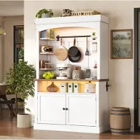 HAUSS SPOLE Keukenkast - Hoge Opbergkast Met Ledverlichting En Stopcontact - Voor Keuken En Eetkamer - MDF - 106x43x183 Cm - Wit