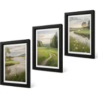 Coloray 4-Delige Schilderij Set - Vreedzame zomerlandschappen met een rivier en een bloemenweide - 20 x 30 cm - Decoratieve Schilderijen - Woonkamer - Interieur - Stijlvolle Muurdecoratie