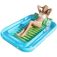 Tyr Tanningbed - Opblaasbaar Zonnebad - Opblaasbaar Luchtbed met Kussen - Blauwgroen - 178cm x 117cm x 1cm